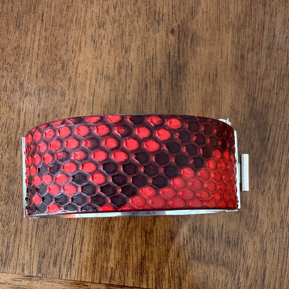 Celine Red Python Manchette Cuff Bracelet / Phoeb… - image 2